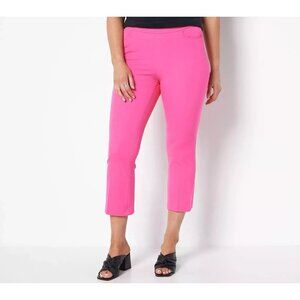 Isaac Mizrahi Live Reg 24/7 Stretch Baby Bootcut Cropped Pant 2 Iconic Pink NEW